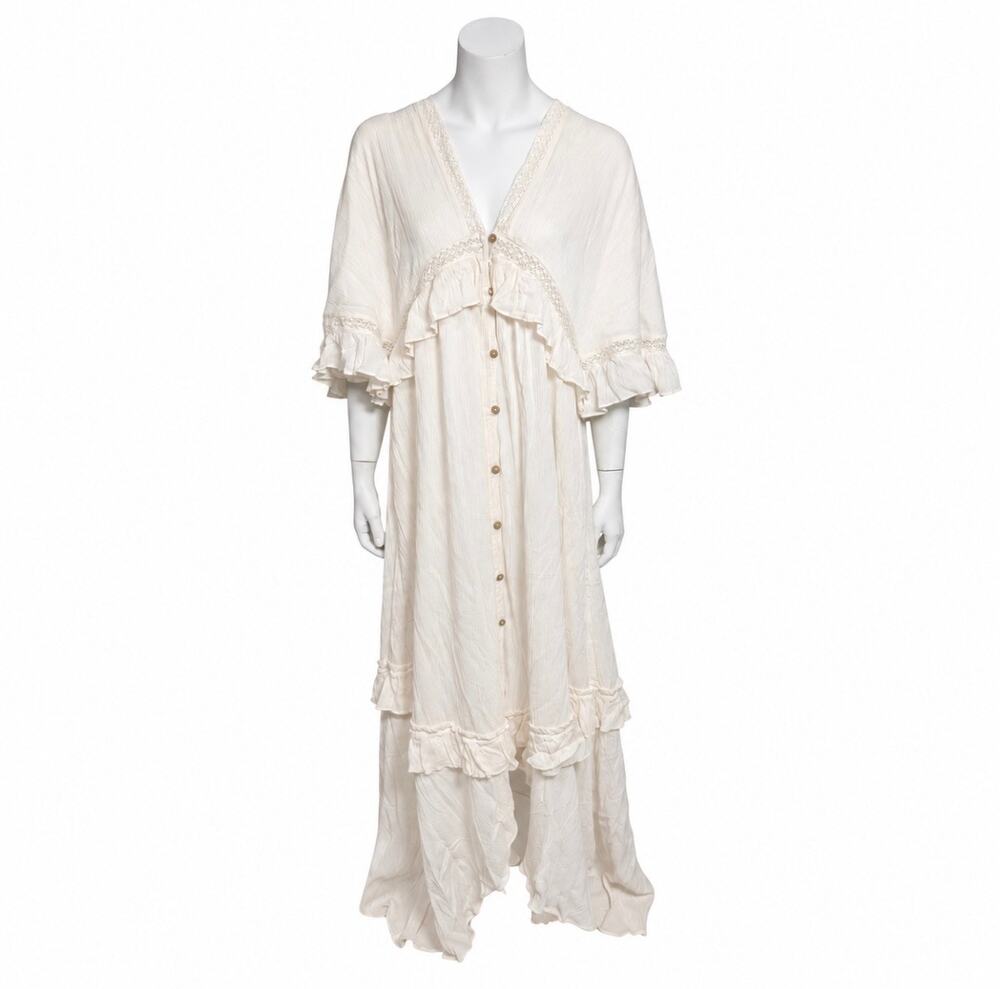 Free People Maxi Dress Women's Small Boho White Tiered